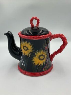 Vintage Bella Casa by Ganz Handpainted Sunflower Teapot